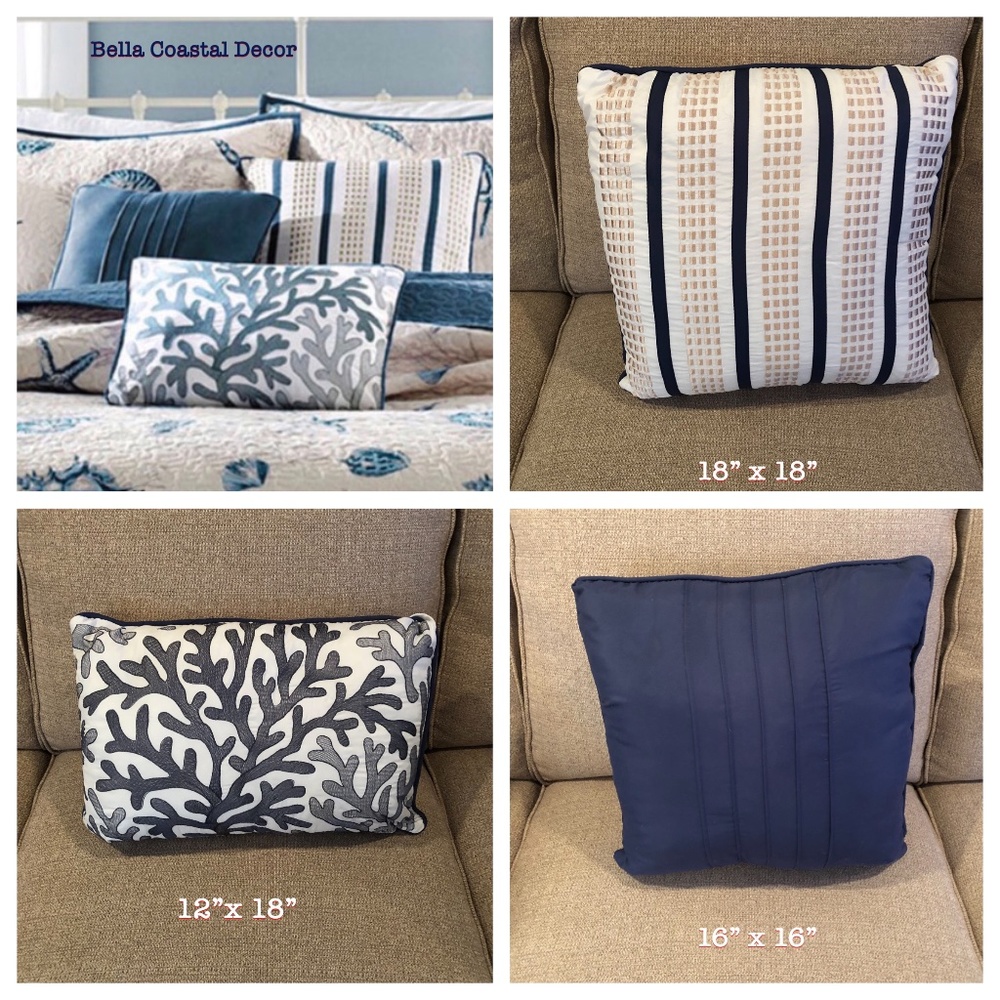 Blue Beach Accent Pillow Collection NWOT